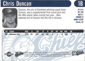 2000 Multi-Ad Peoria Chiefs #NNO Chris Duncan Back