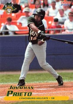 2001 Choice Lynchburg Hillcats #12 Jonathan Prieto Front