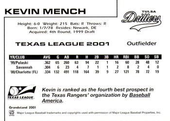 2001 Grandstand Texas League Top Prospects #NNO Kevin Mench Back