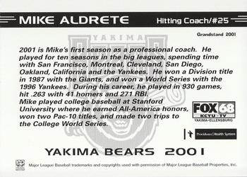 2001 Grandstand Yakima Bears #NNO Mike Aldrete Back