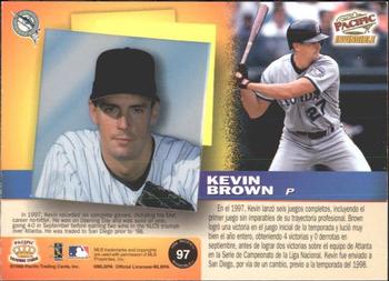 1998 Pacific Invincible - Silver #97 Kevin Brown Back
