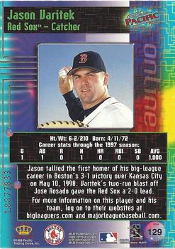 1998 Pacific Online - Web Cards #129 Jason Varitek Back