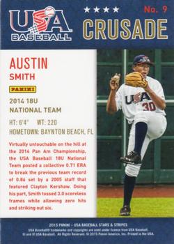2015 Panini USA Baseball Stars & Stripes - Crusade Blue #9 Austin Smith Back