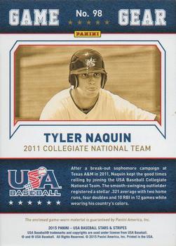 2015 Panini USA Baseball Stars & Stripes - Game Gear Materials Longevity Holofoil #98 Tyler Naquin Back