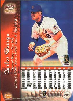 1998 Pacific Paramount - Red #201 Carlos Baerga Back