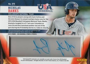 2015 Panini USA Baseball Stars & Stripes - Jersey Signatures Laundry Tags #77 Nicholas Banks Back