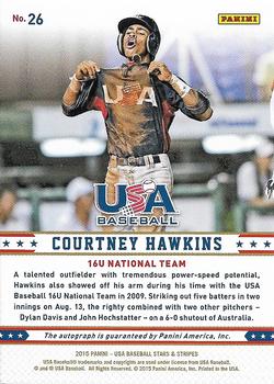 2015 Panini USA Baseball Stars & Stripes - Longevity Signatures Team Logo Gold #26 Courtney Hawkins Back