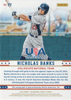 2015 Panini USA Baseball Stars & Stripes - Longevity Signatures Team Logo Gold #77 Nicholas Banks Back