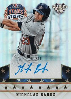 2015 Panini USA Baseball Stars & Stripes - Longevity Signatures Team Logo Gold #77 Nicholas Banks Front