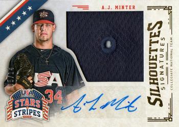 2015 Panini USA Baseball Stars & Stripes - Silhouettes Signature Jerseys Prime #2 A.J. Minter Front
