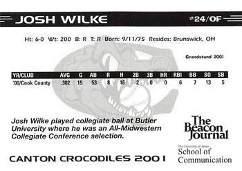 2001 Grandstand Canton Crocodiles #NNO Josh Wilke Back