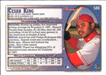 1998 Bowman #348 Cesar King Back