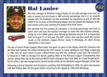 2002 Winnipeg Goldeyes #NNO Hal Lanier Back