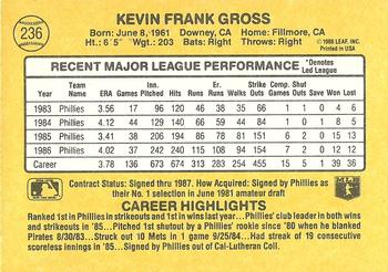 1987 Donruss #236 Kevin Gross Back