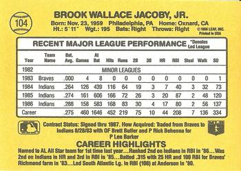 1987 Donruss #104 Brook Jacoby Back