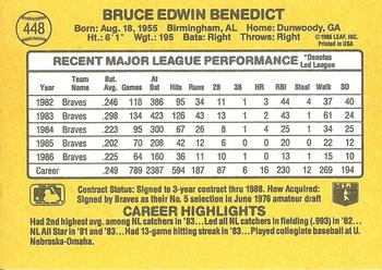 1987 Donruss #448 Bruce Benedict Back