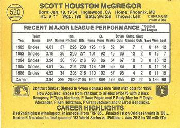 1987 Donruss #520 Scott McGregor Back