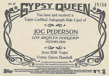 2015 Topps Gypsy Queen - Relic Autographs #AR-JP Joc Pederson Back