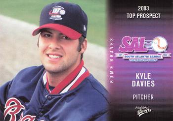 2003 MultiAd South Atlantic League Top Prospects #8 Kyle Davies Front