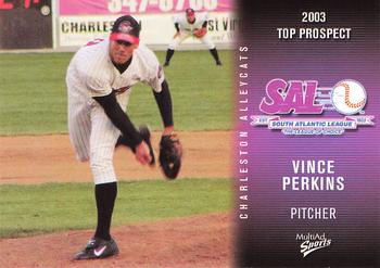 2003 MultiAd South Atlantic League Top Prospects #21 Vince Perkins Front
