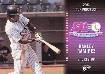 2003 MultiAd South Atlantic League Top Prospects #23 Hanley Ramirez Front
