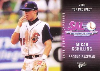 2003 MultiAd South Atlantic League Top Prospects #24 Micah Schilling Front