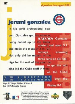 1998 Collector's Choice #117 Jeremi Gonzalez Back