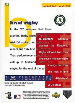 1998 Collector's Choice #126 Brad Rigby Back
