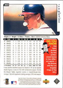 1998 Collector's Choice #303 Tom Glavine Back