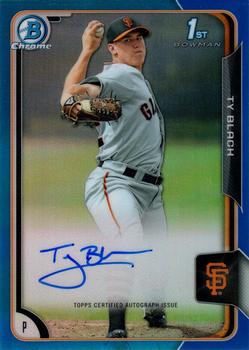 2015 Bowman - Chrome Prospect Autographs Blue Refractor #BCAP-TBL Ty Blach Front