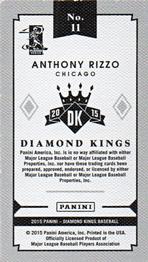 2015 Panini Diamond Kings - DK Minis #11 Anthony Rizzo Back