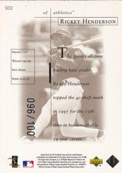 1998 SP Authentic - Sheer Dominance Titanium #SD2 Rickey Henderson Back