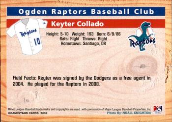 2009 Grandstand Ogden Raptors #NNO Keyter Collado Back