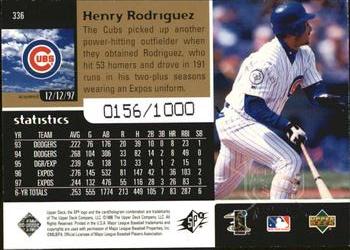 1998 SPx Finite - Radiance #336 Henry Rodriguez Back