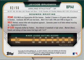 2015 Bowman - Prospects Purple Ice #BP141 Jaycob Brugman Back