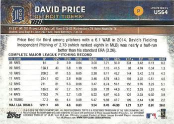 2015 Topps Update #US64 David Price Back