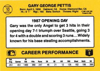 1987 Donruss Opening Day #10 Gary Pettis Back