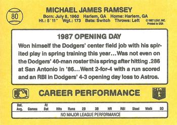 1987 Donruss Opening Day #80 Mike Ramsey Back