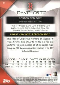 2015 Finest - Red Refractor #11 David Ortiz Back