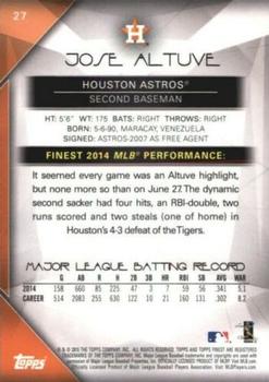 2015 Finest - Prism Refractor #27 Jose Altuve Back