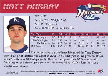 2015 Grandstand Northwest Arkansas Naturals #NNO Matt Murray Back