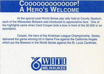 1992 Carlson Travel 1982 Milwaukee Brewers #NNO Cecil Cooper Post Season Rally Back