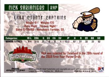 2010 Grandstand Midwest League All-Star Game Eastern Division #NNO Nick Sarianides Back