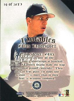 1998 Ultra - Notables #19N Alex Rodriguez Back