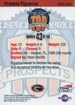 1999 Team Best Baseball America - Diamond Best Gold #43 Frankie Figueroa  Back