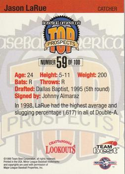 1999 Team Best Baseball America - Diamond Best Gold #59 Jason LaRue  Back