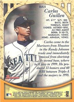 1999 Bowman - Certified Autographs #BA11 Carlos Guillen Back