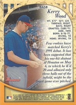 1999 Bowman - Certified Autographs #BA58 Kerry Wood Back