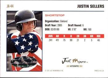 2007 Just Autographs - Signatures #JA-44 Justin Sellers Back