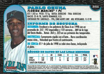 1999 Bowman Chrome - International #351 Pablo Ozuna  Back